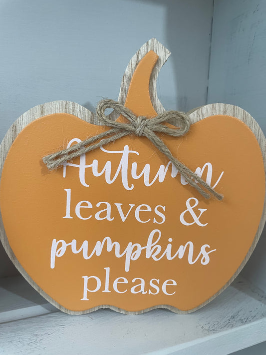 Pumpkin wood plaque - orange