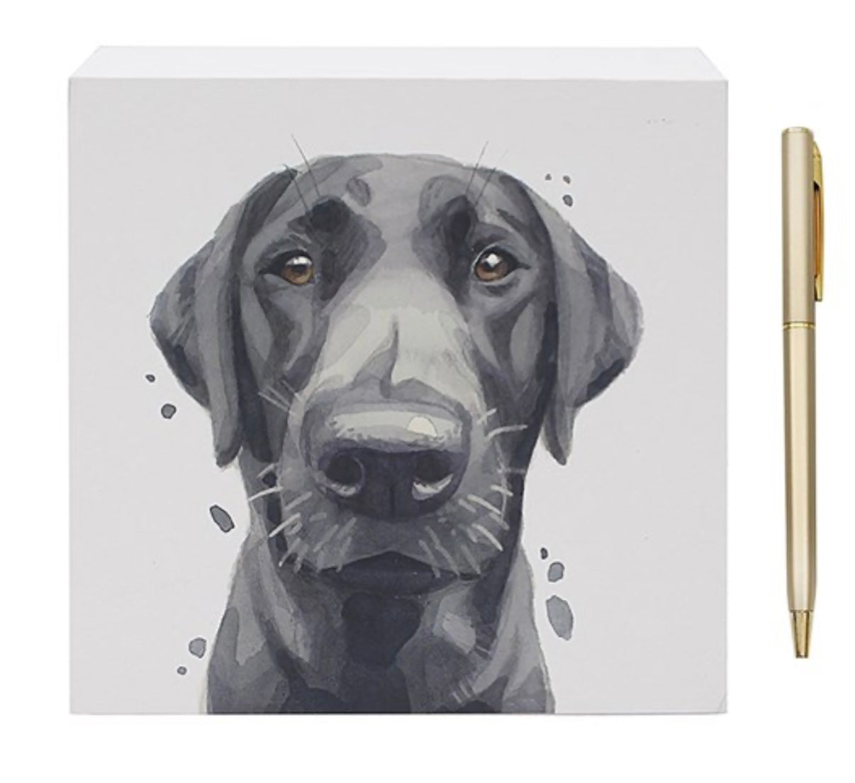 Black Labrador memo block & pen