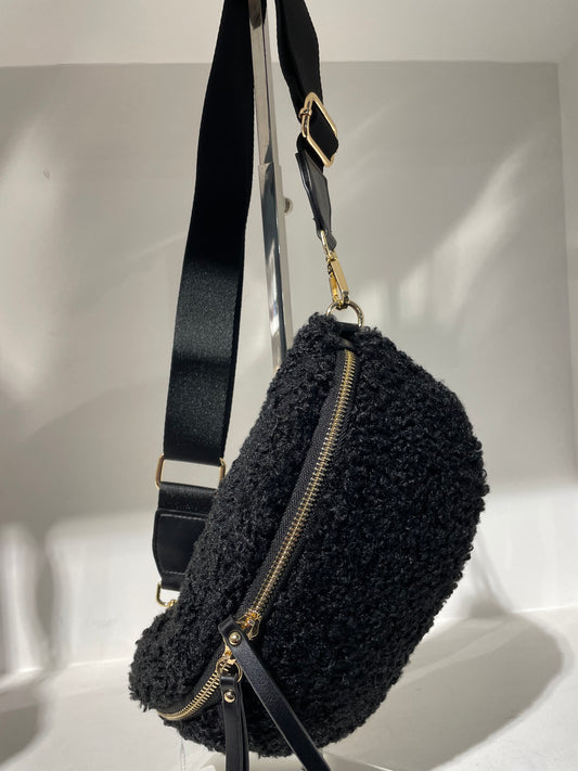 Teddy Shearling cross body bag - black