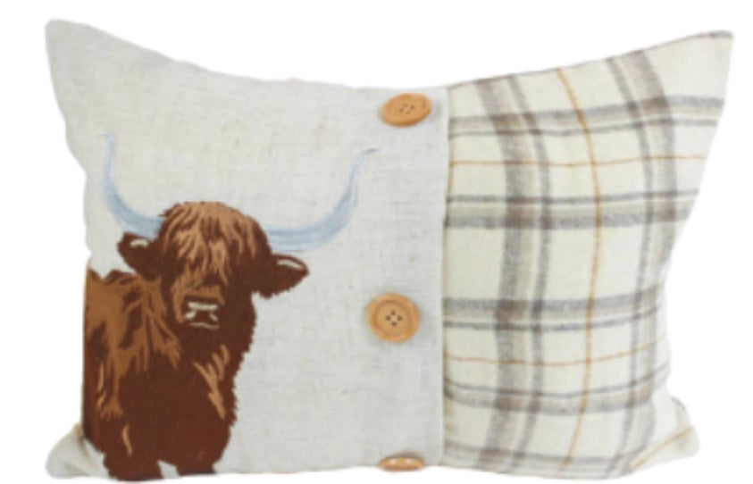 Highland cow tweed oblong cushion