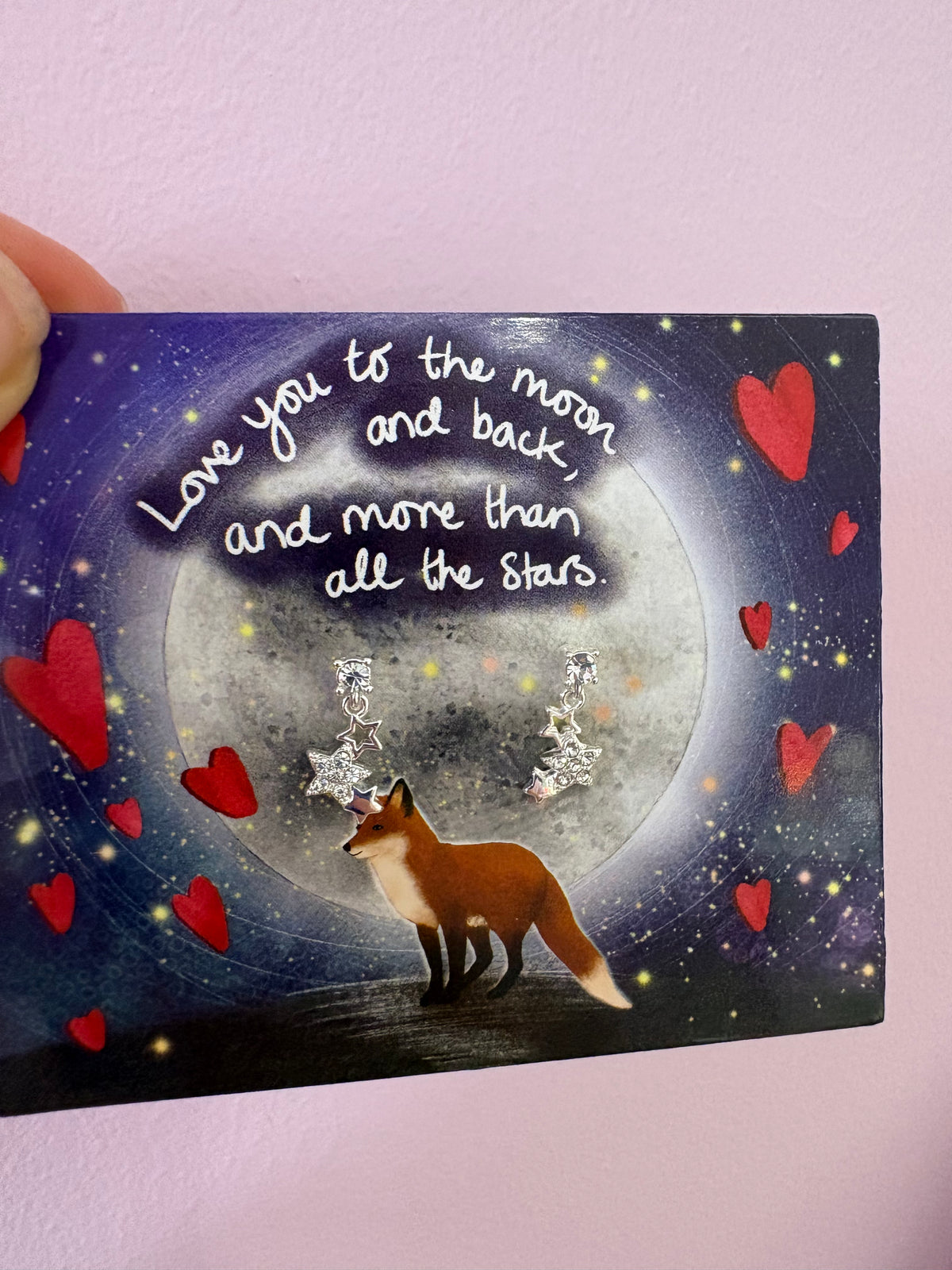 Fox under the moon earrings - stars