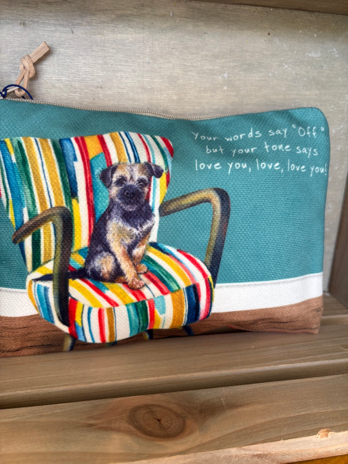Border terrier zipped purse wipeable internally with zipped closure
