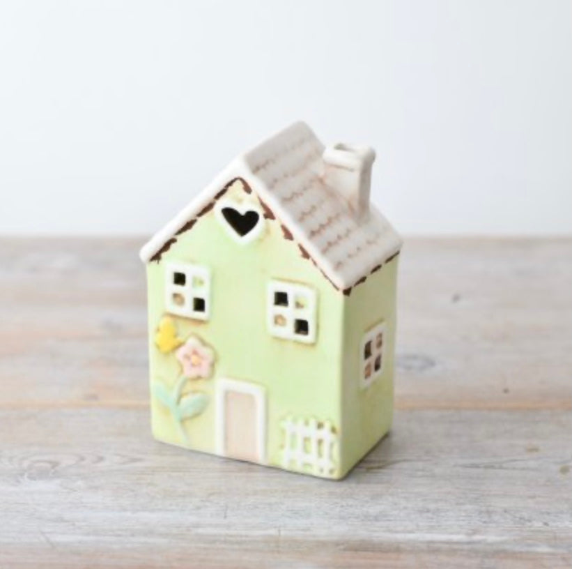Springtime house village pottery LED