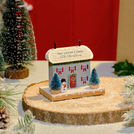 Christmas cottage - have yourself a merry Christmas with snowman