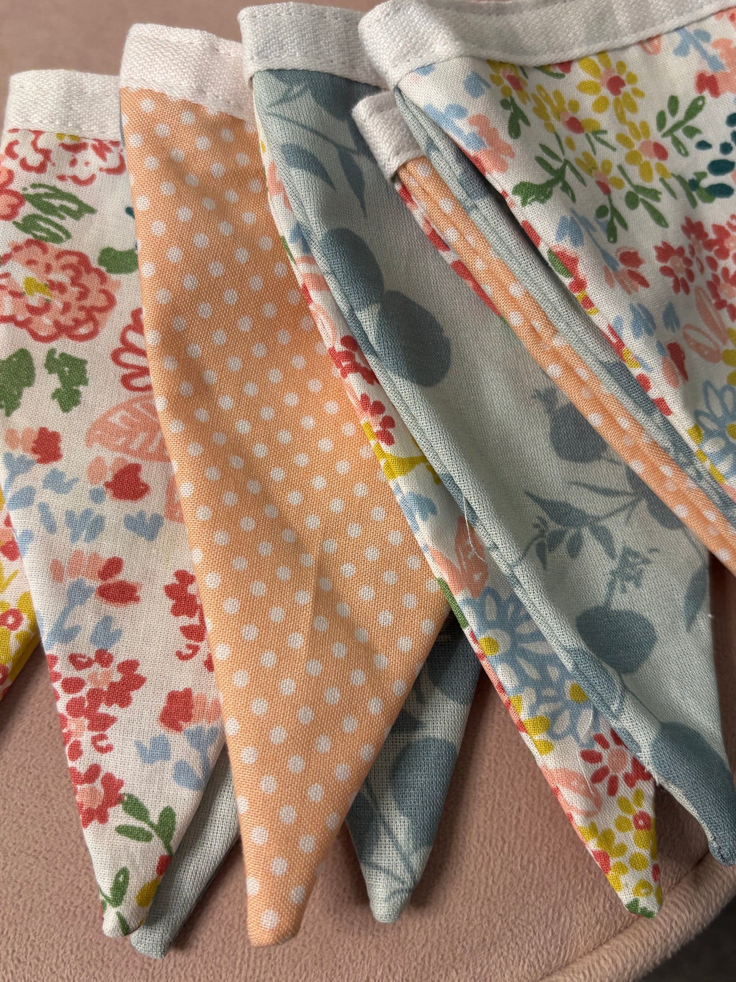 Handmade mini bunting by Rosie spring flowers