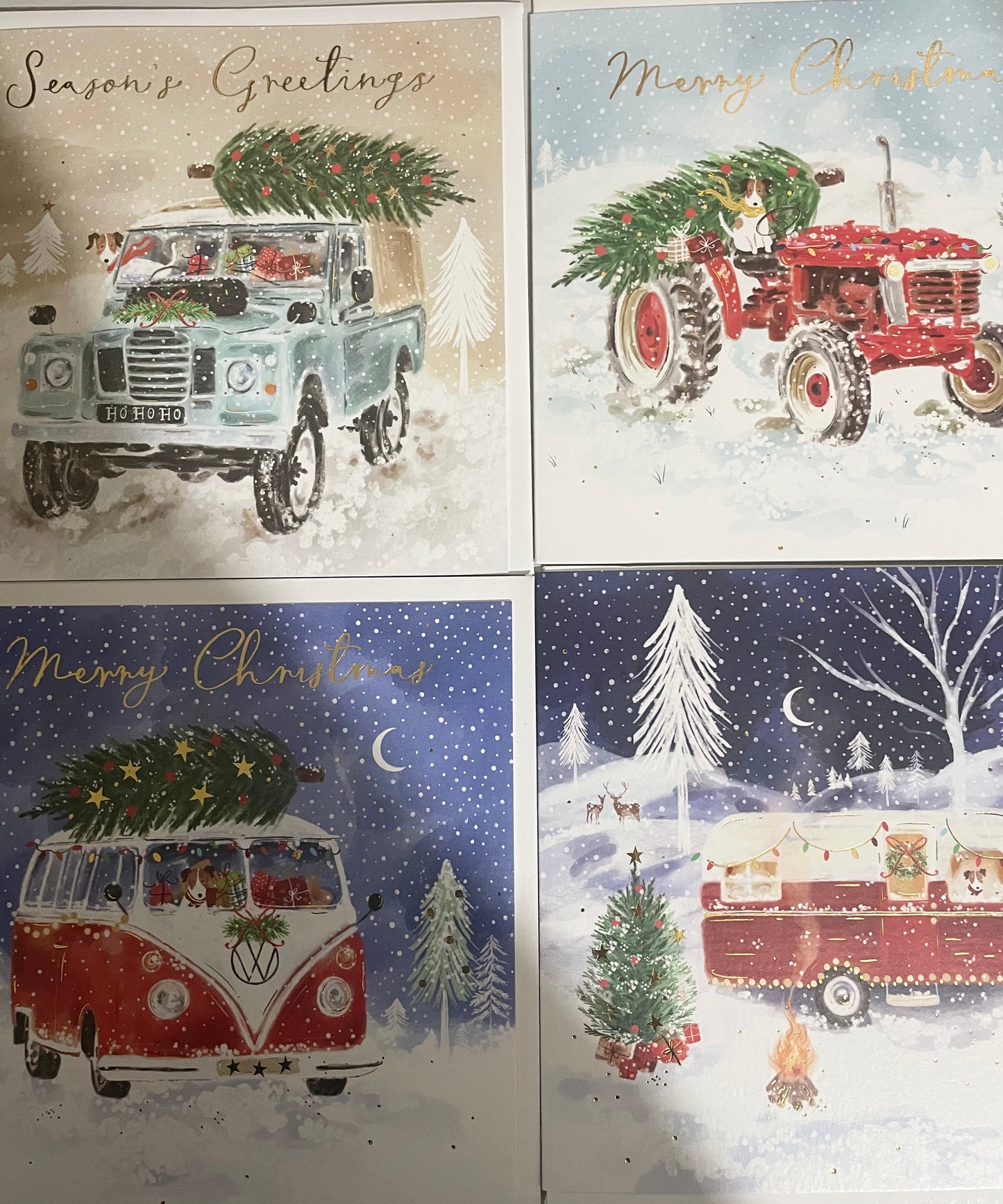 Christmas card pack of 4- printed in Britain on 100% recycled card - on the move