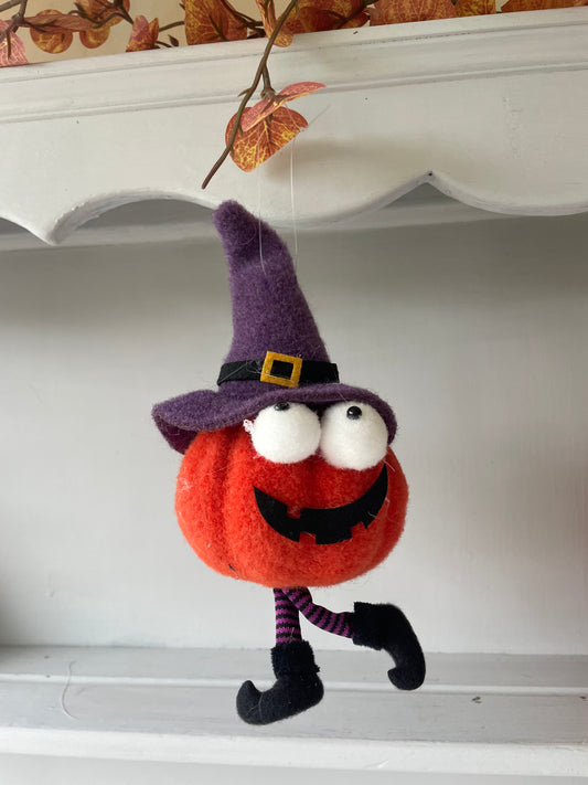 Pumpkin witch hanging decoration purple hat - Autumn collection