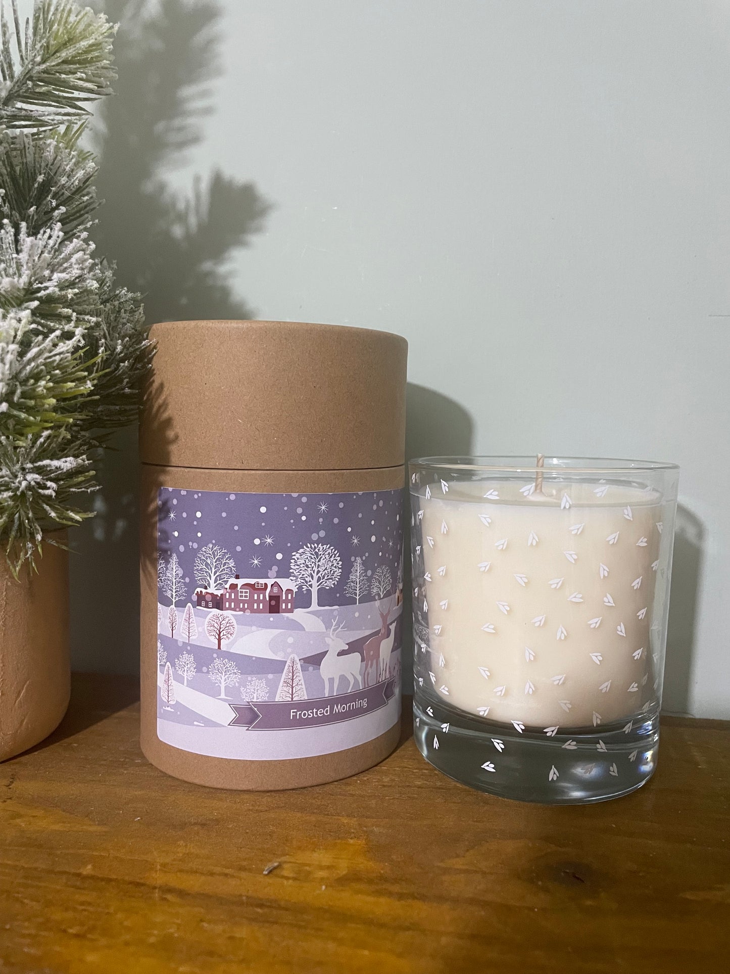 Large glass candle - frosted morning