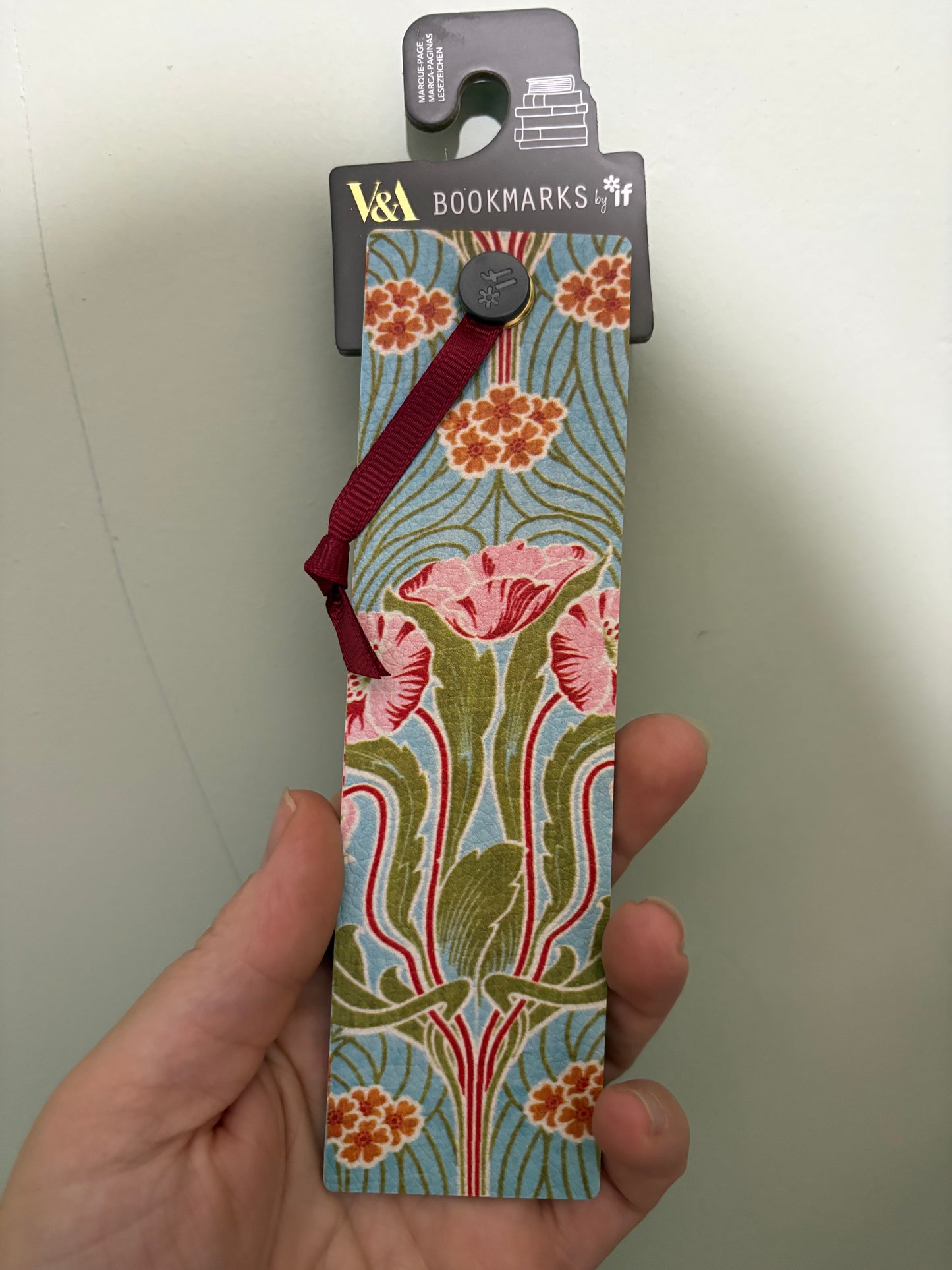 Pink flowers V & A bookmark