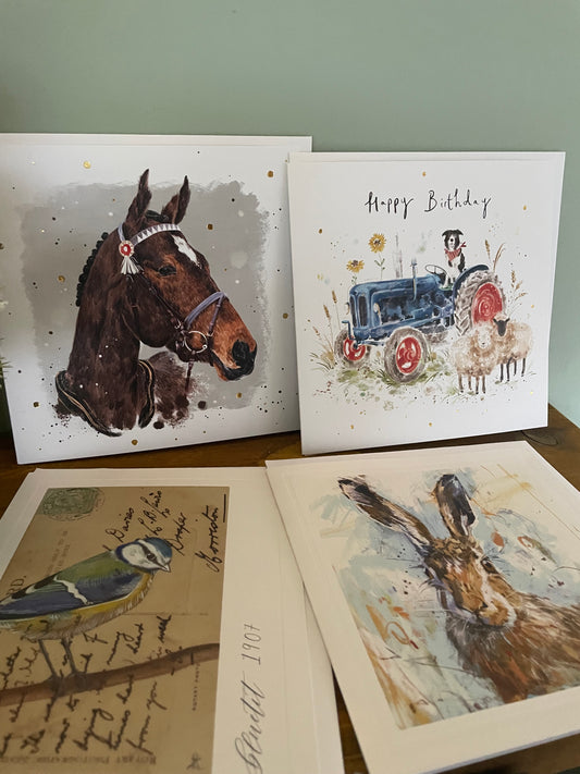 Beautiful card pack of 4 - printed in Britain on 100% recycled card - in the country