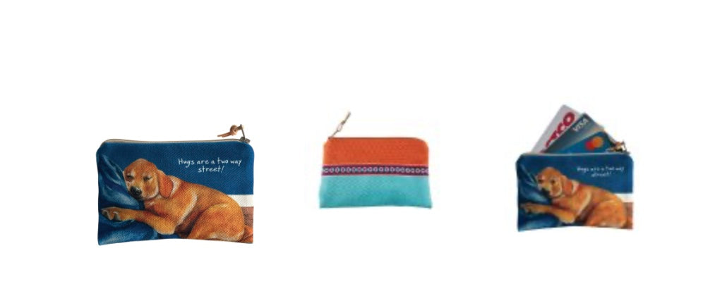 Labrador hugs purse