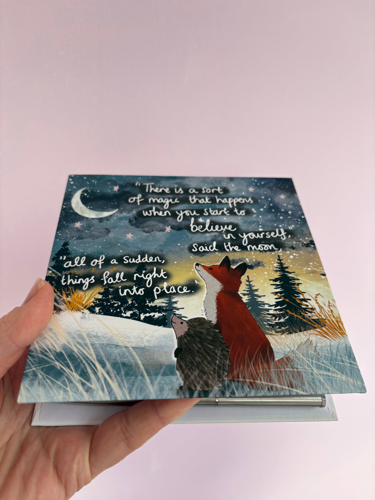 Note block and pen fox under the moon collection