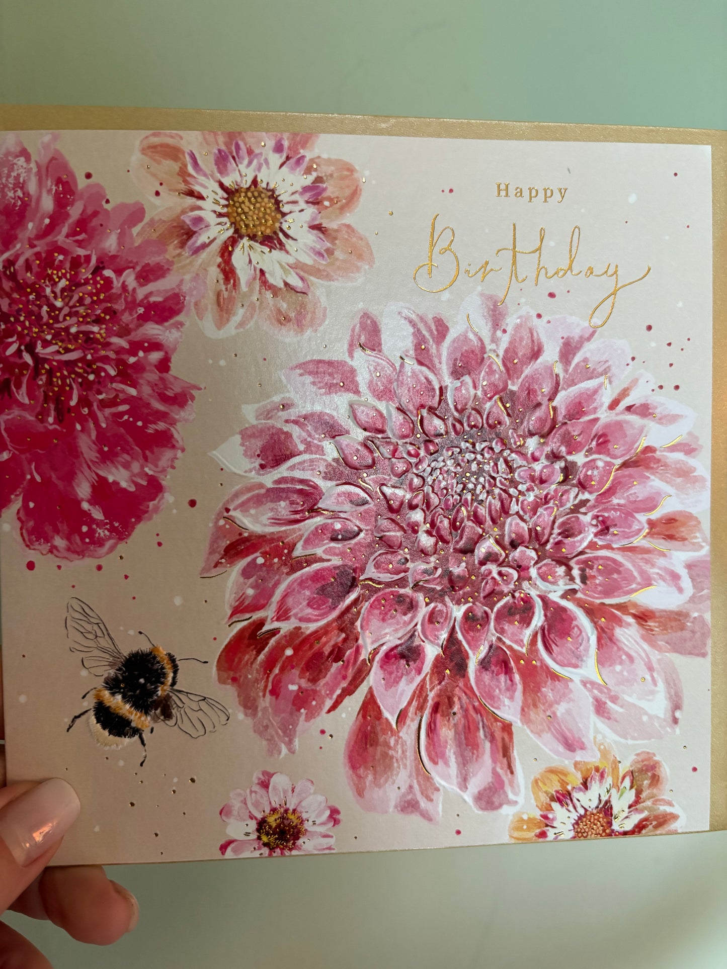 Beautiful flower bee birthday card