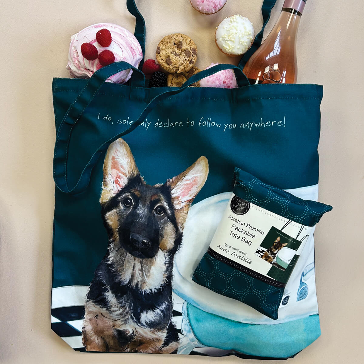 German shepherd Packable tote bag