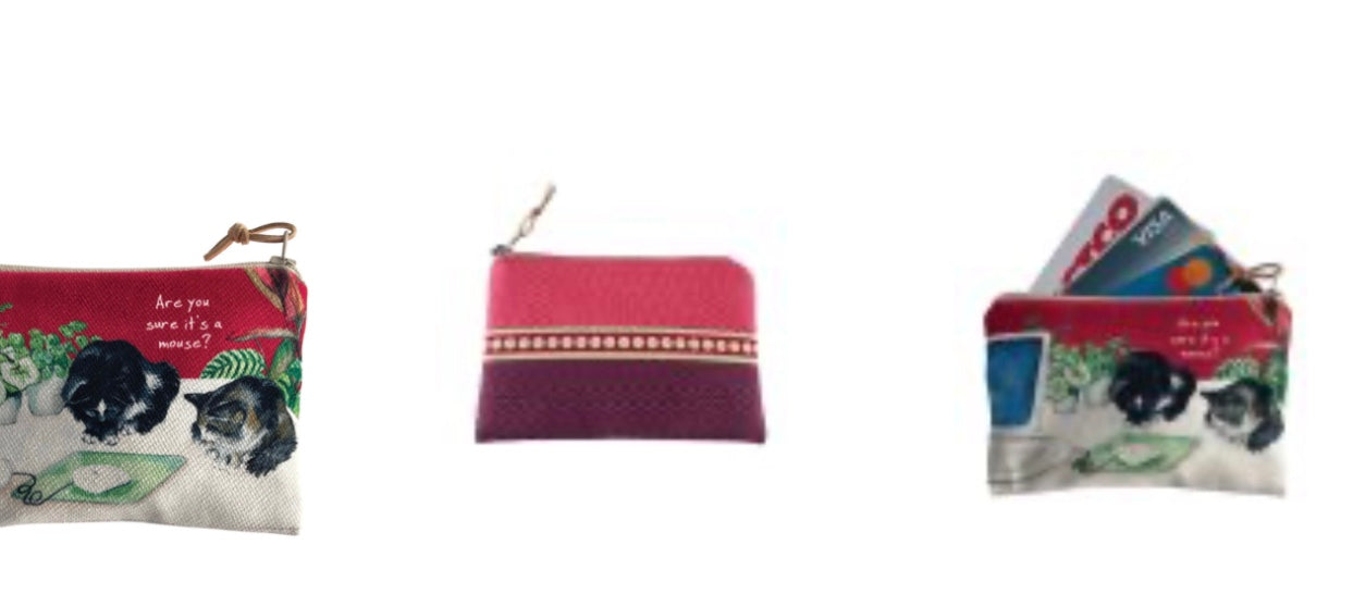 Office cats zipped purse