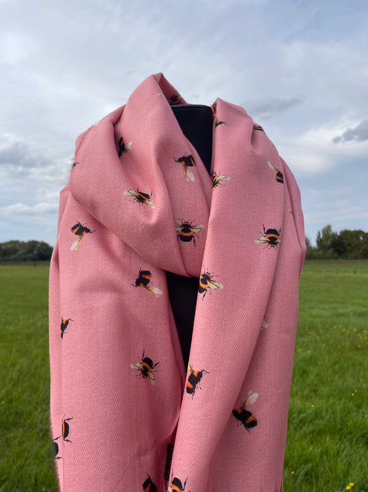 Bee cashmere feel scarf - pink