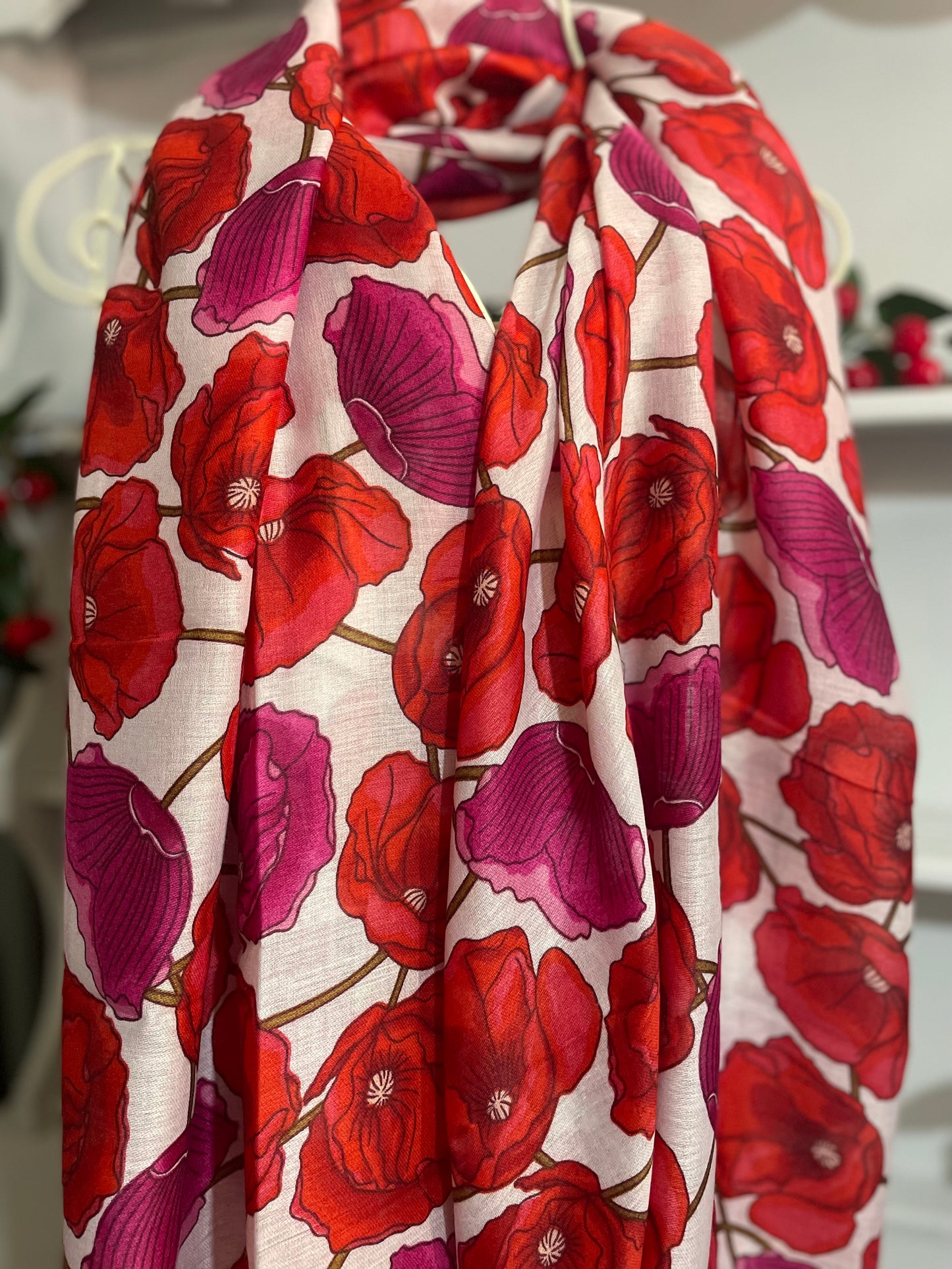 Poppy scarf - Red & pink