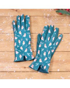 Robin pattern gloves - green