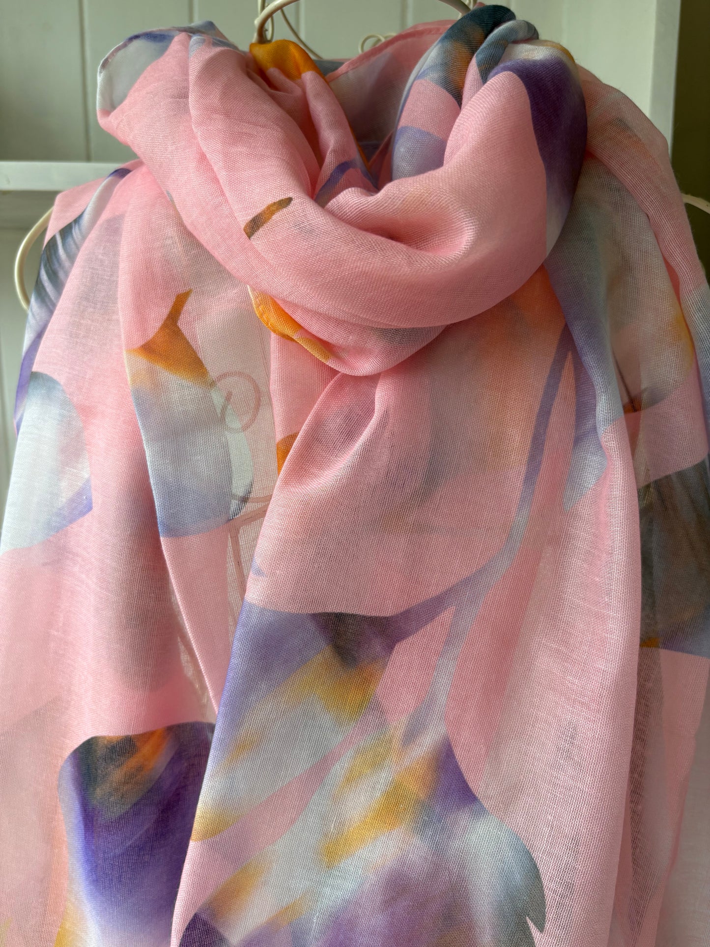 Pink and purple floral scarf