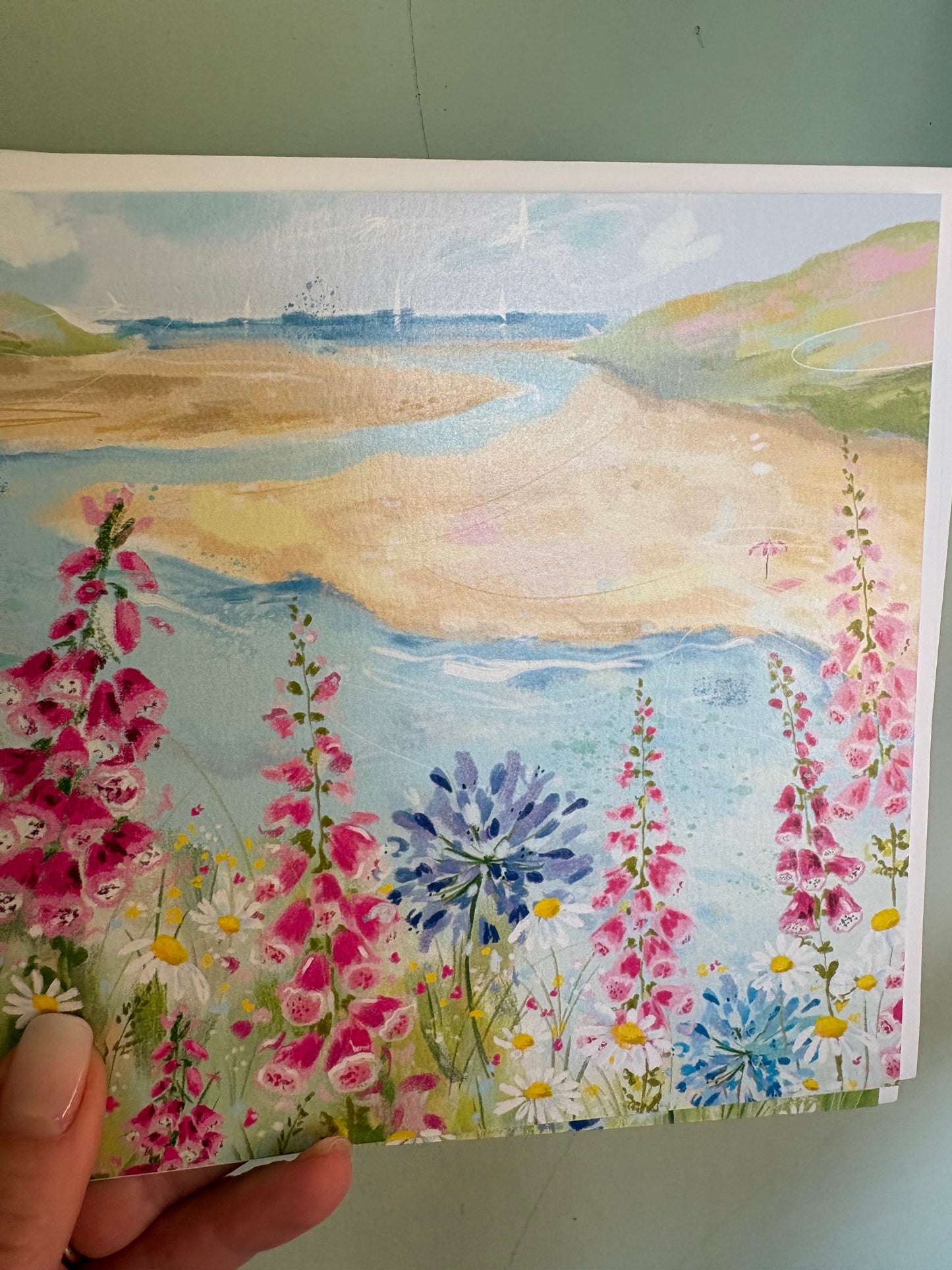 Wildflower coastal scene card