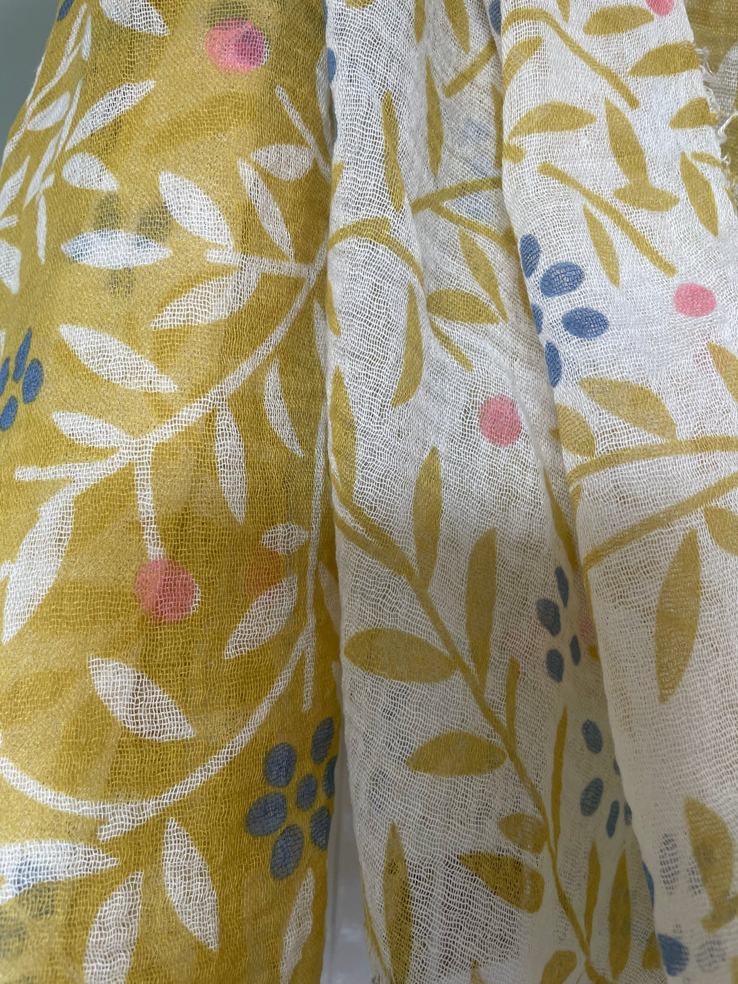 Flora & Fauna design scarf - mustard