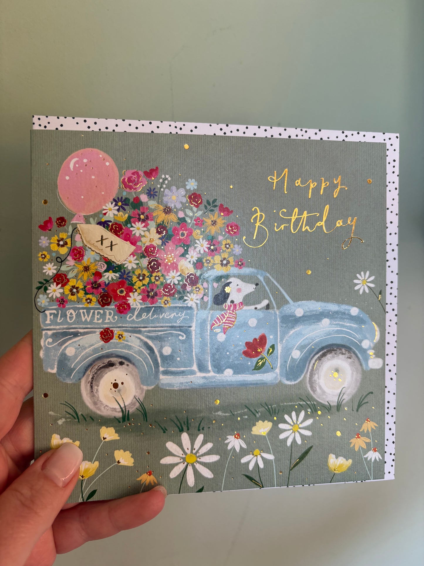 Flower car birthday card