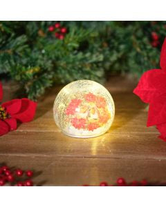 Robin led glass crackle bauble