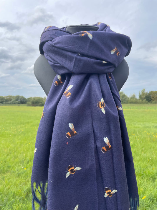 Bee cashmere feel scarf - blue