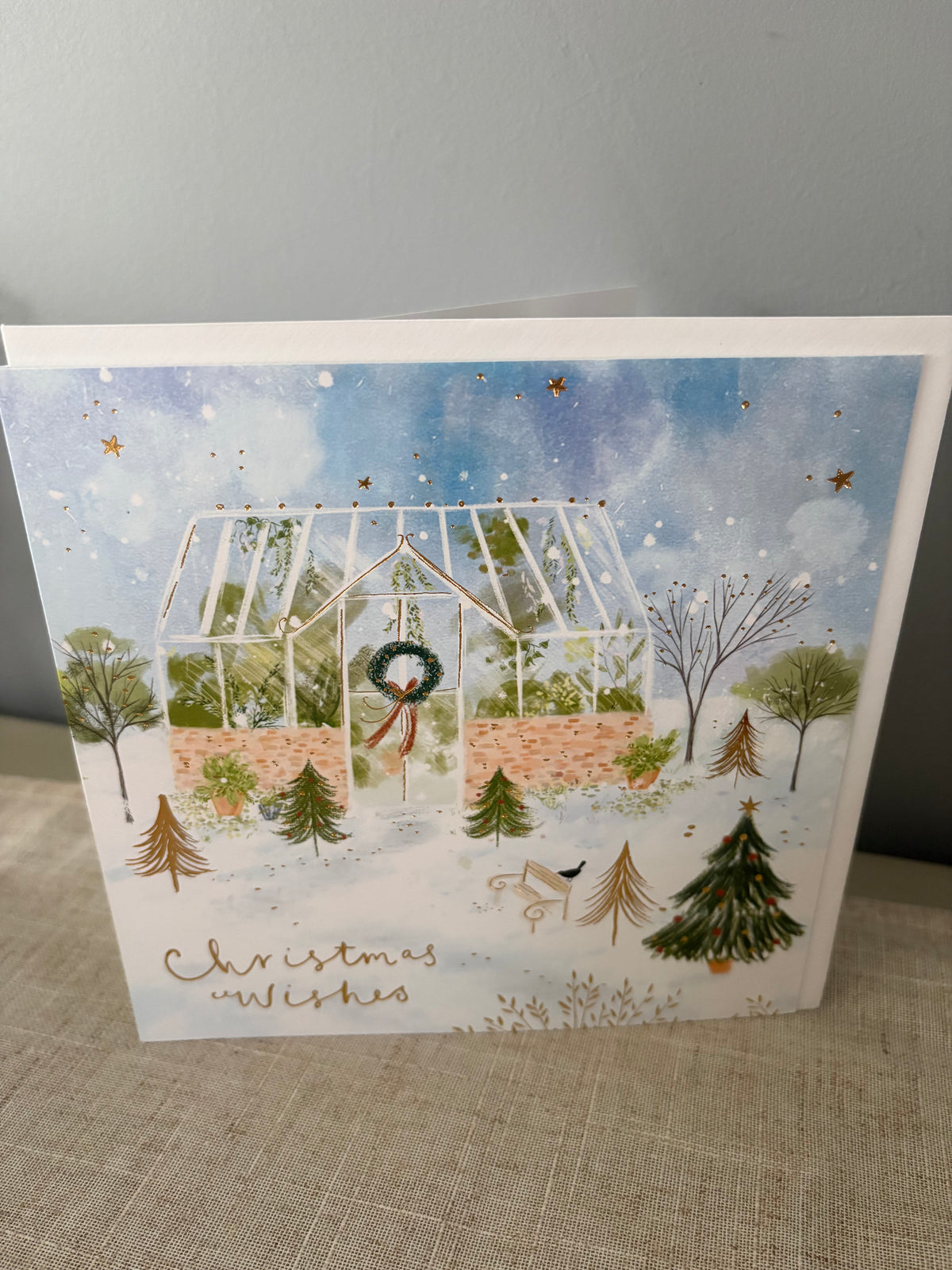 Greenhouse winter scene card