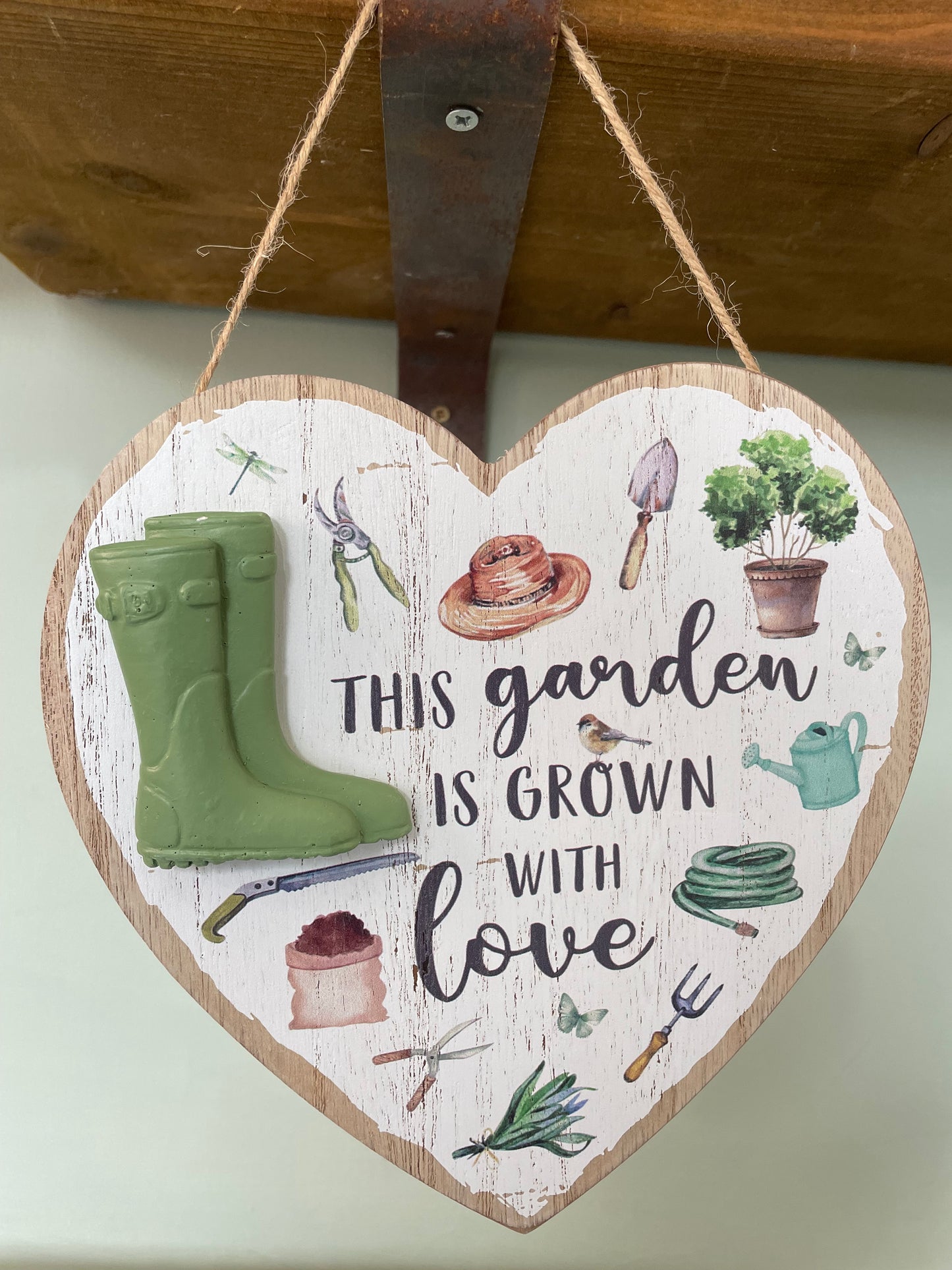 Garden heart decor - grow with love