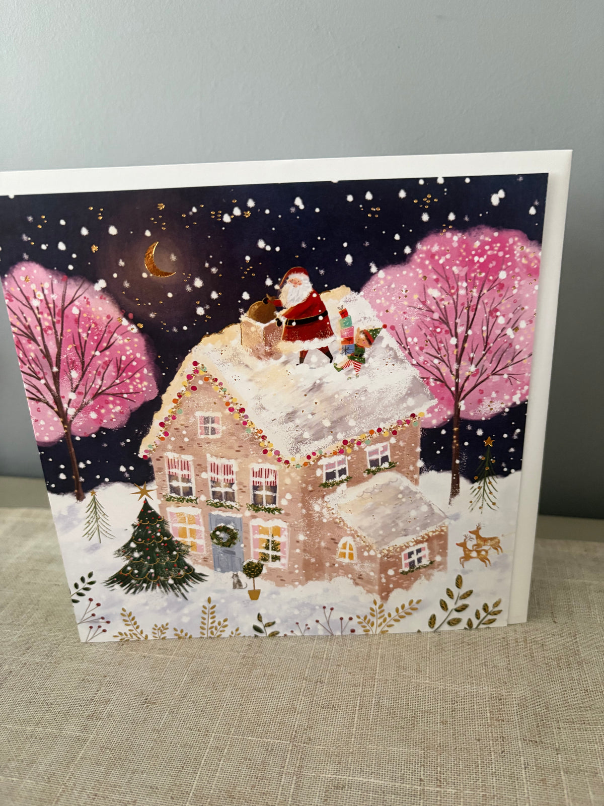 Santa delivering christmas card