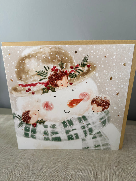Snowman hedgehog friends card