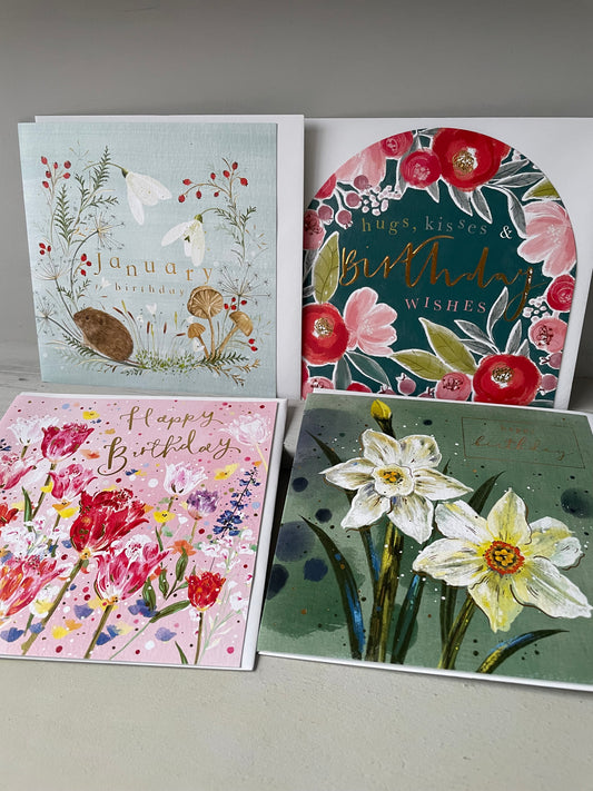 Beautiful card pack of 4 - printed in Britain on 100% recycled card - new year