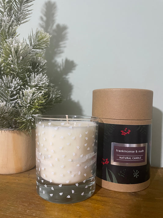 Large glass candle- frankincense