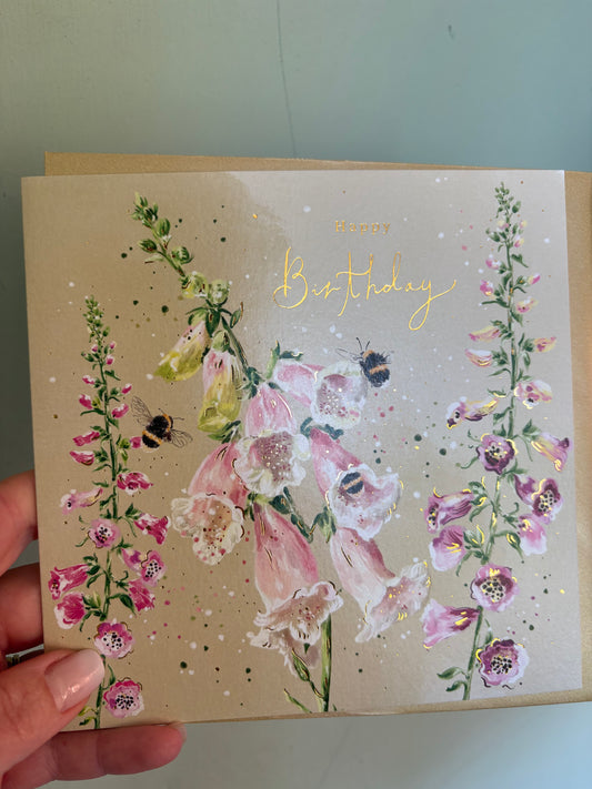 Flower bee birthday card