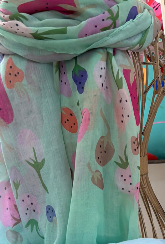 Strawberry design scarf green