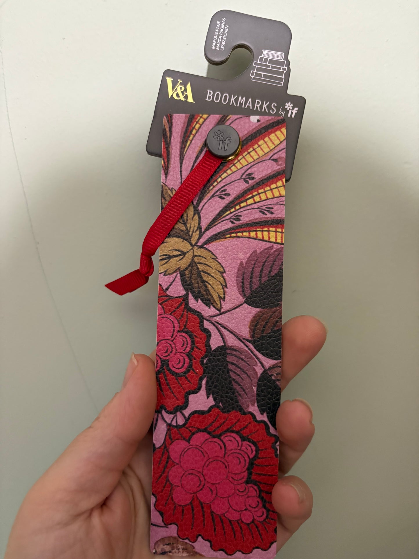 Pink flowers V & A bookmark