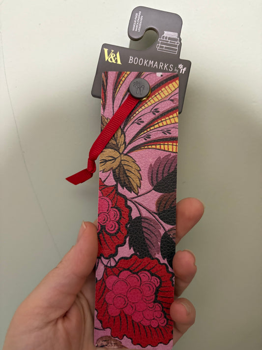 Pink flowers V & A bookmark