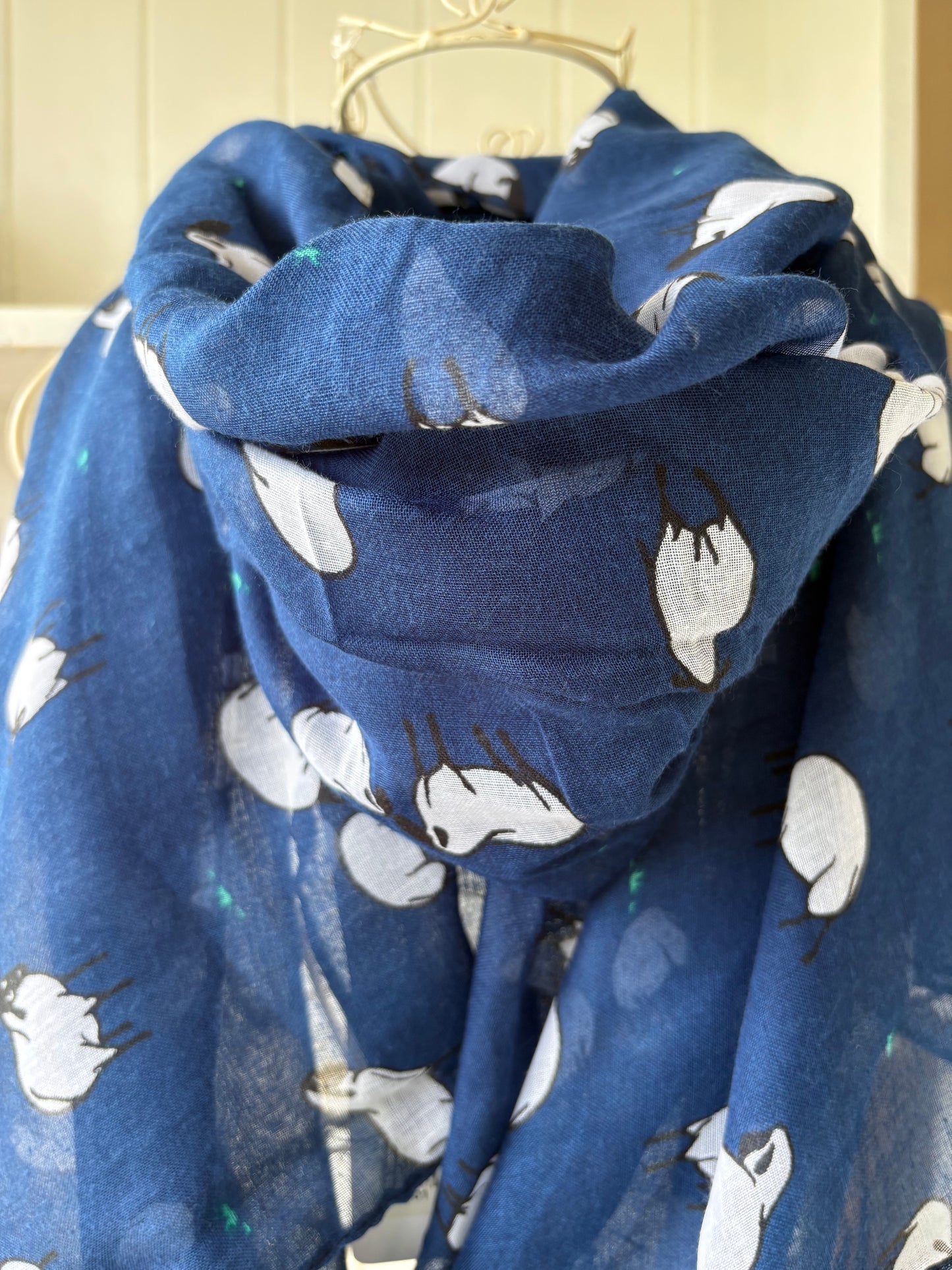 Sheep farm design scarf blue