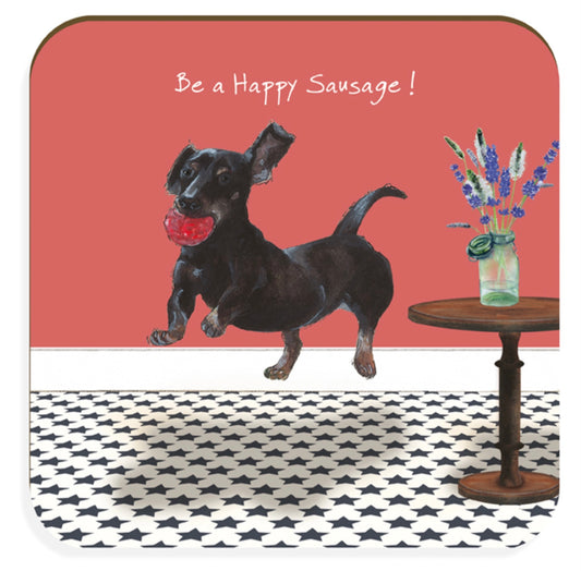 Happy sausage coaster