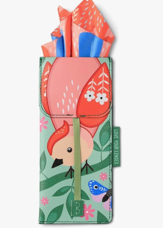 Love your lenses glasses case and cloth - bird tail