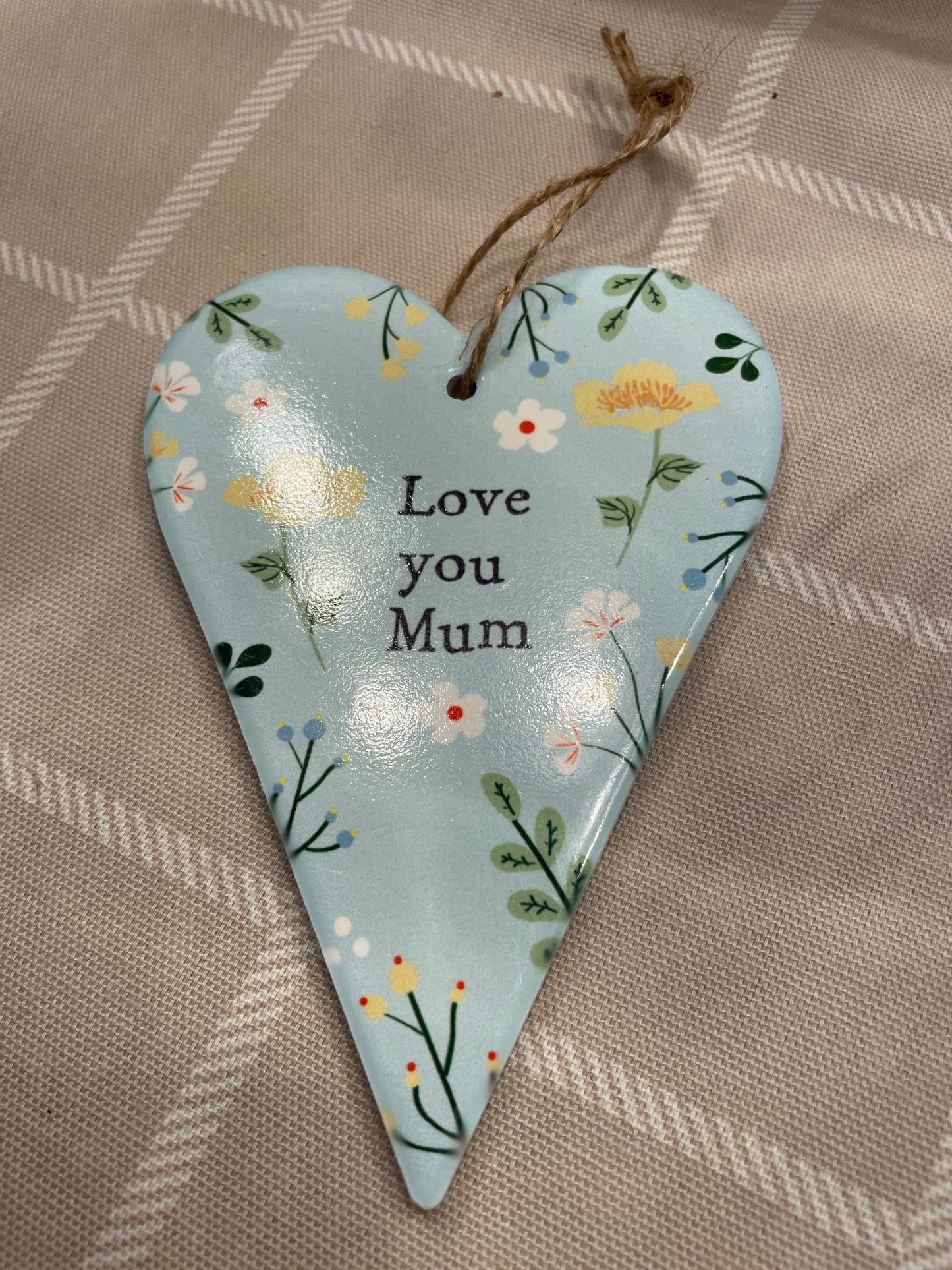 Spring flowers ceramic heart - love you mum