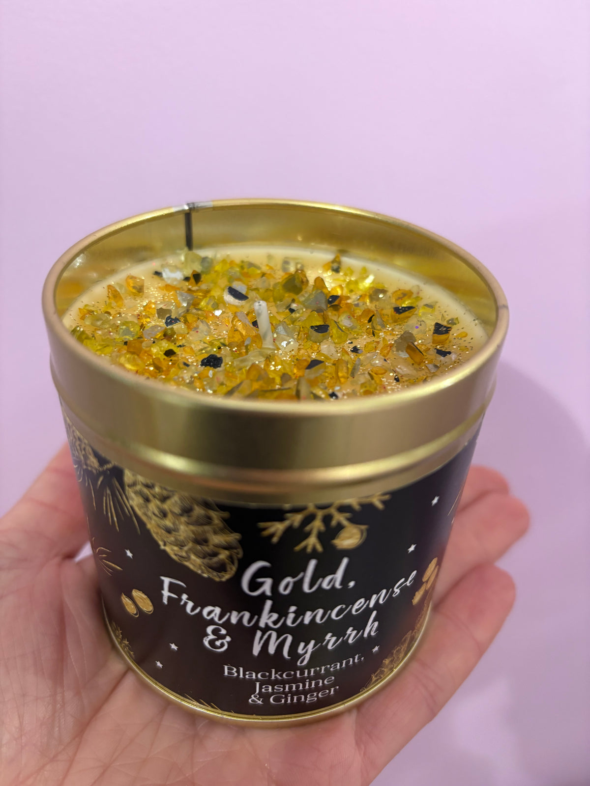 Gold frankincense & myrrh seriously fragrance candle blackcurrant, jasmine & ginger