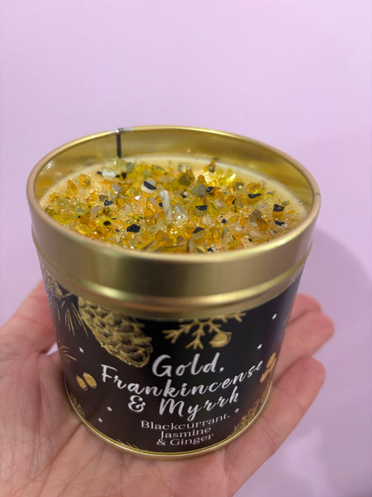 Gold frankincense & myrrh seriously fragrance candle blackcurrant, jasmine & ginger