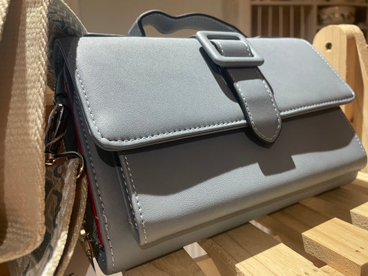 Clutch bag with canvas pattern strap - blue