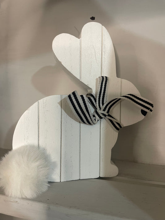 Wood super cute rabbit with Pom Pom tail