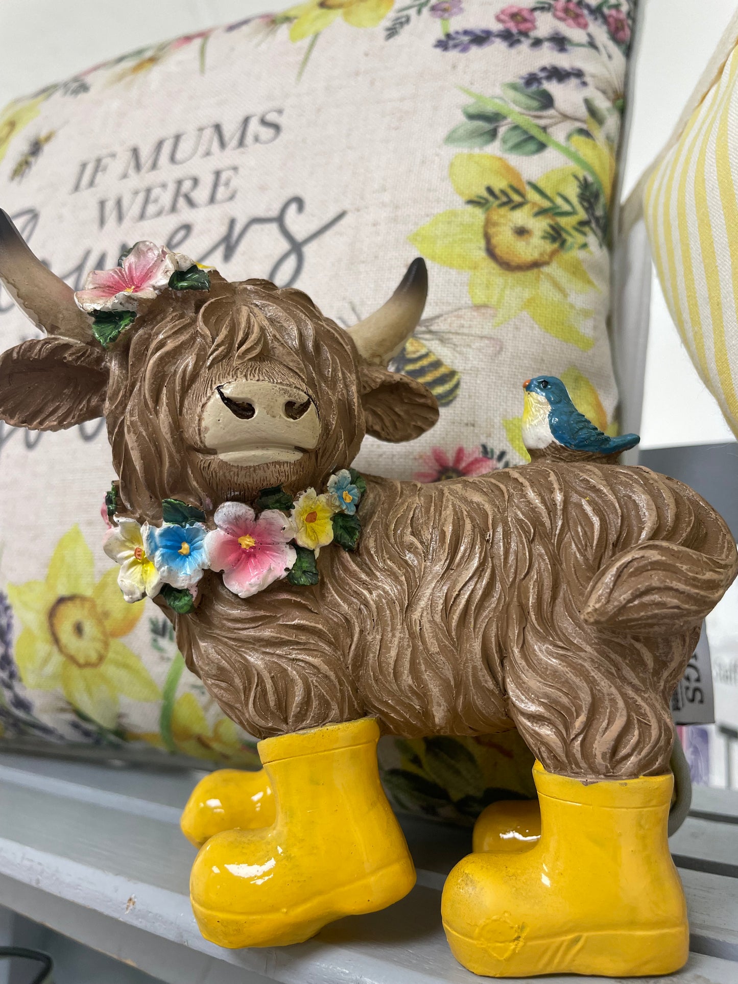 Springtime highland cow
