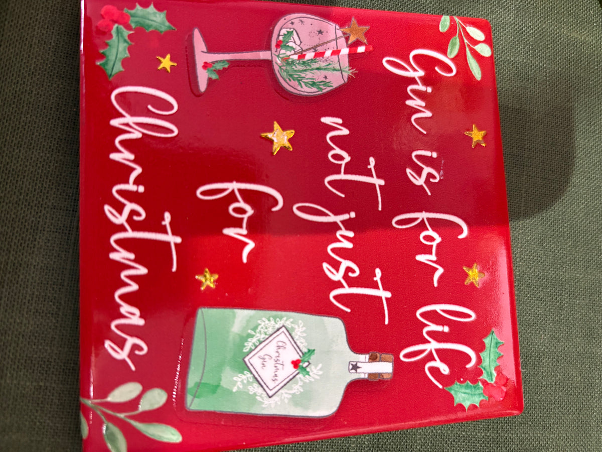 Ceramic gin christmas coaster