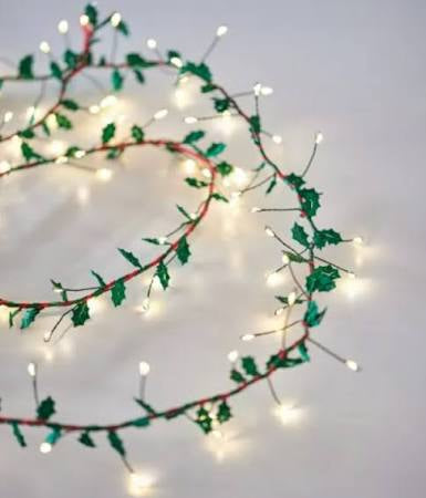 Holly twine Christmas lights
