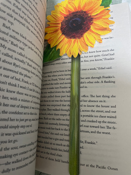 Leather style bookmark - sunflower